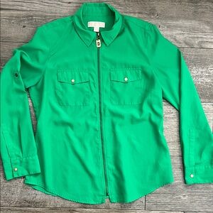 MICHAEL Michael Kors Green Zip-Up Shirt
